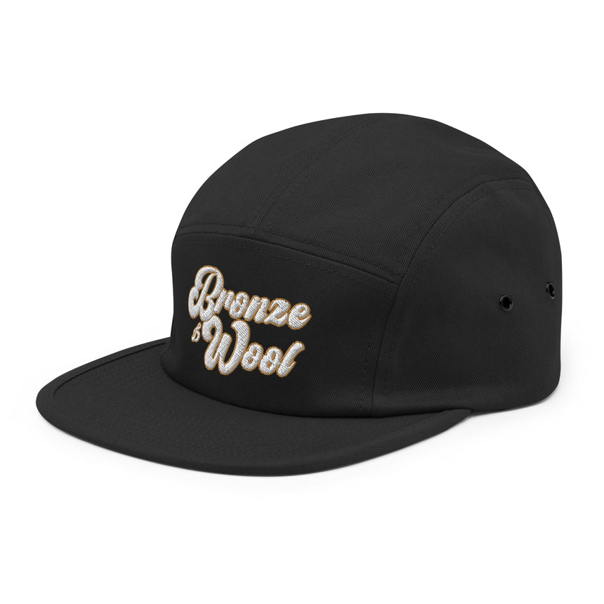 Black Five Panel Hat - Bronze and Wool