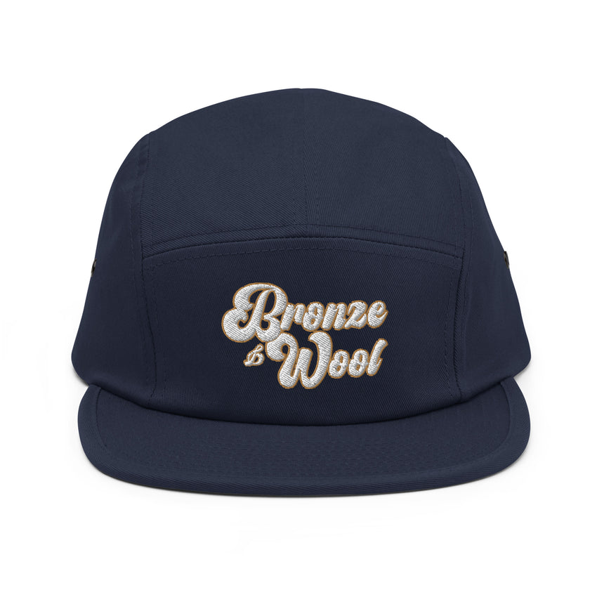 Navy Blue Bronze and Wool Five Panel Hat