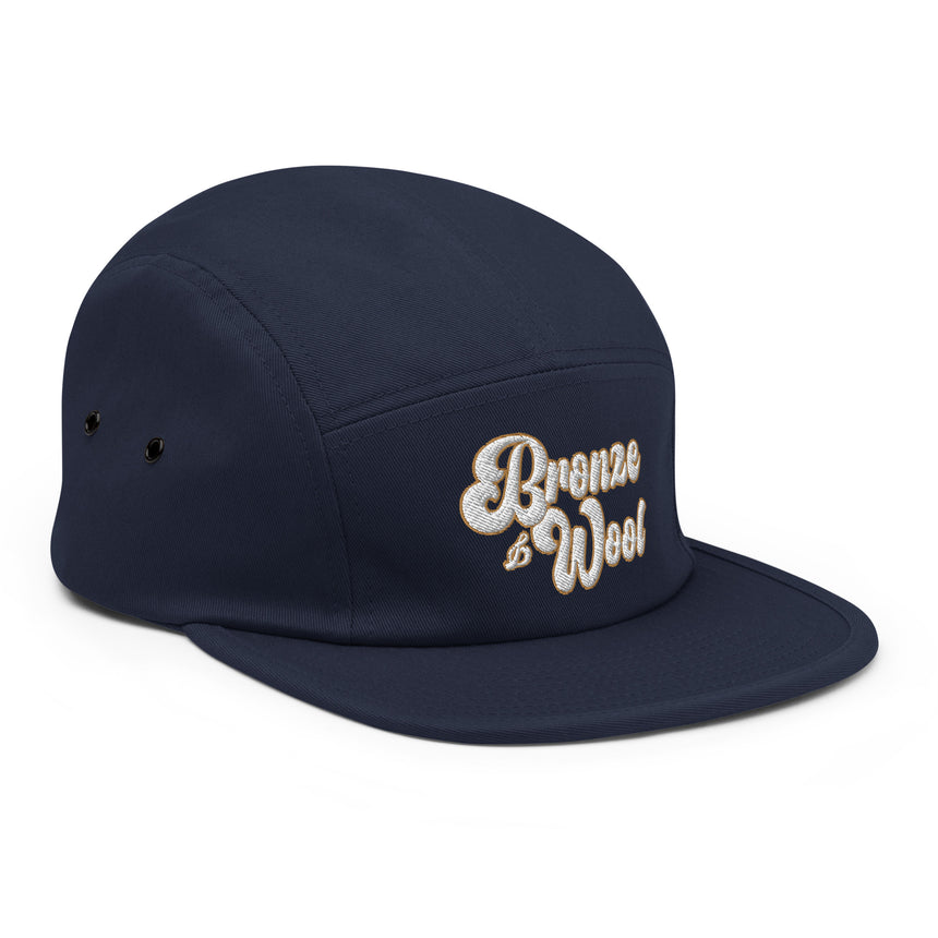 Navy Blue Bronze and Wool Five Panel Hat
