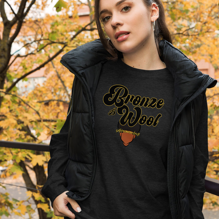 Bronze and Wool Women's Long Sleeve T-Shirt Black on Black